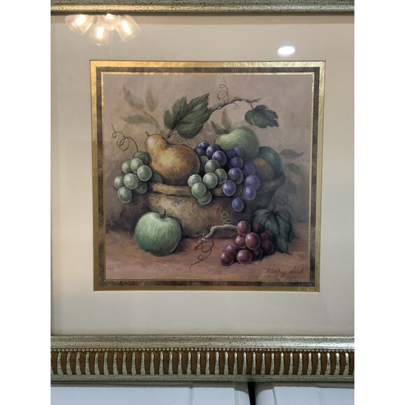 Vtg Gold Frame Matted Kathy Seek Design Still Life Fruit Wall Art Print Lot Of 2 - Picture 8 of 12